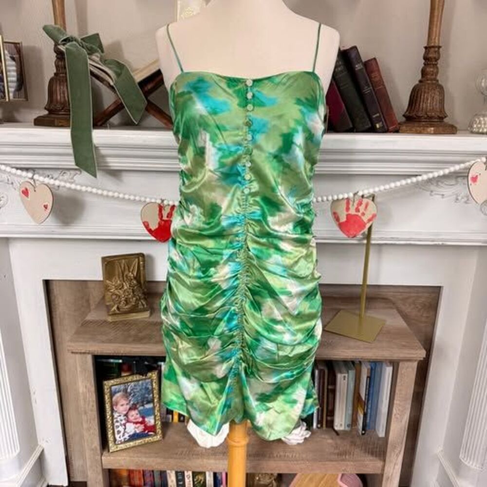 GANNI Organic Silk Ruched Mini Dress